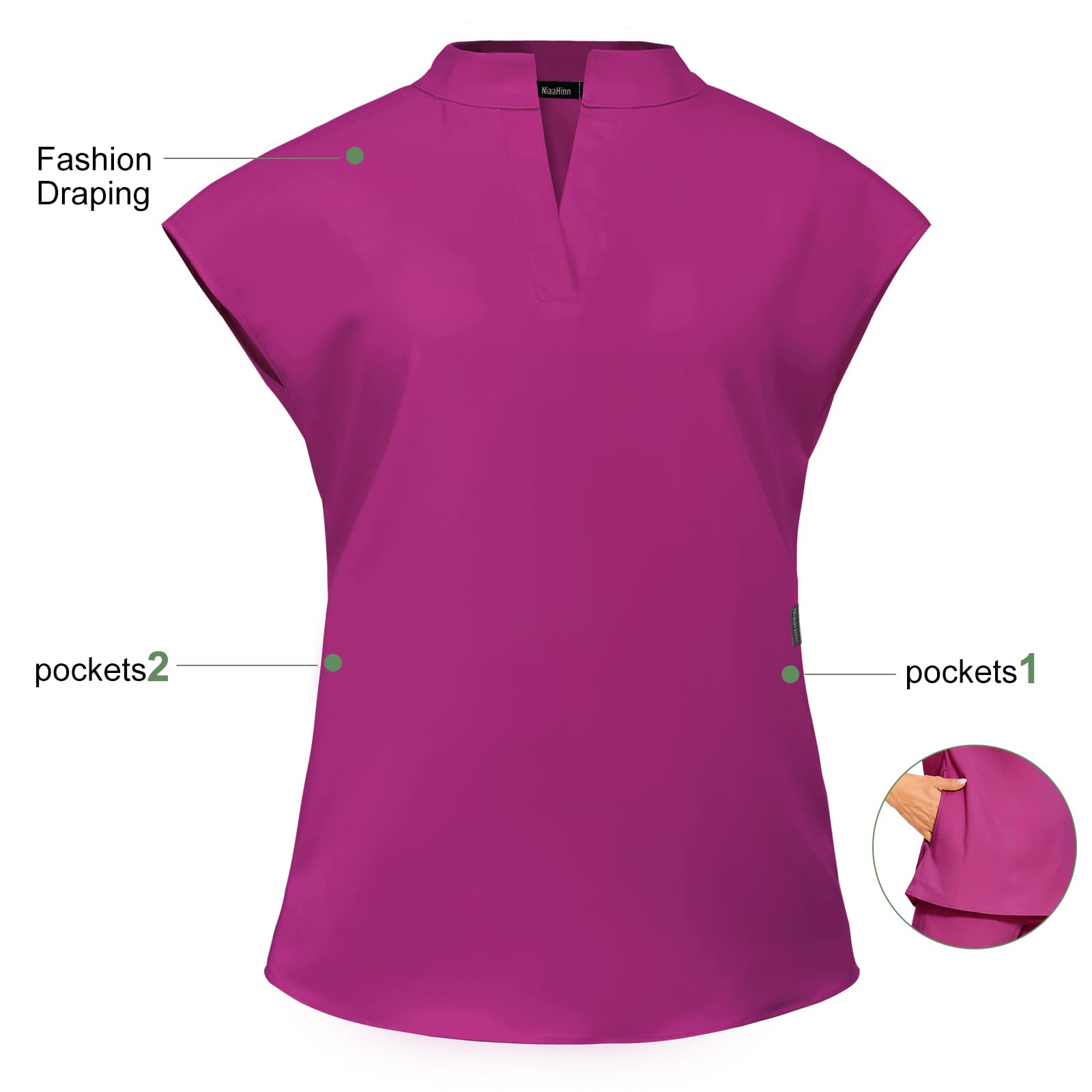 Scrubs for Women Set Top & Jogger Scrubs for Women Suit with Zipper Pocket Medium Uniform (Hot Pink,XL,X-Large)