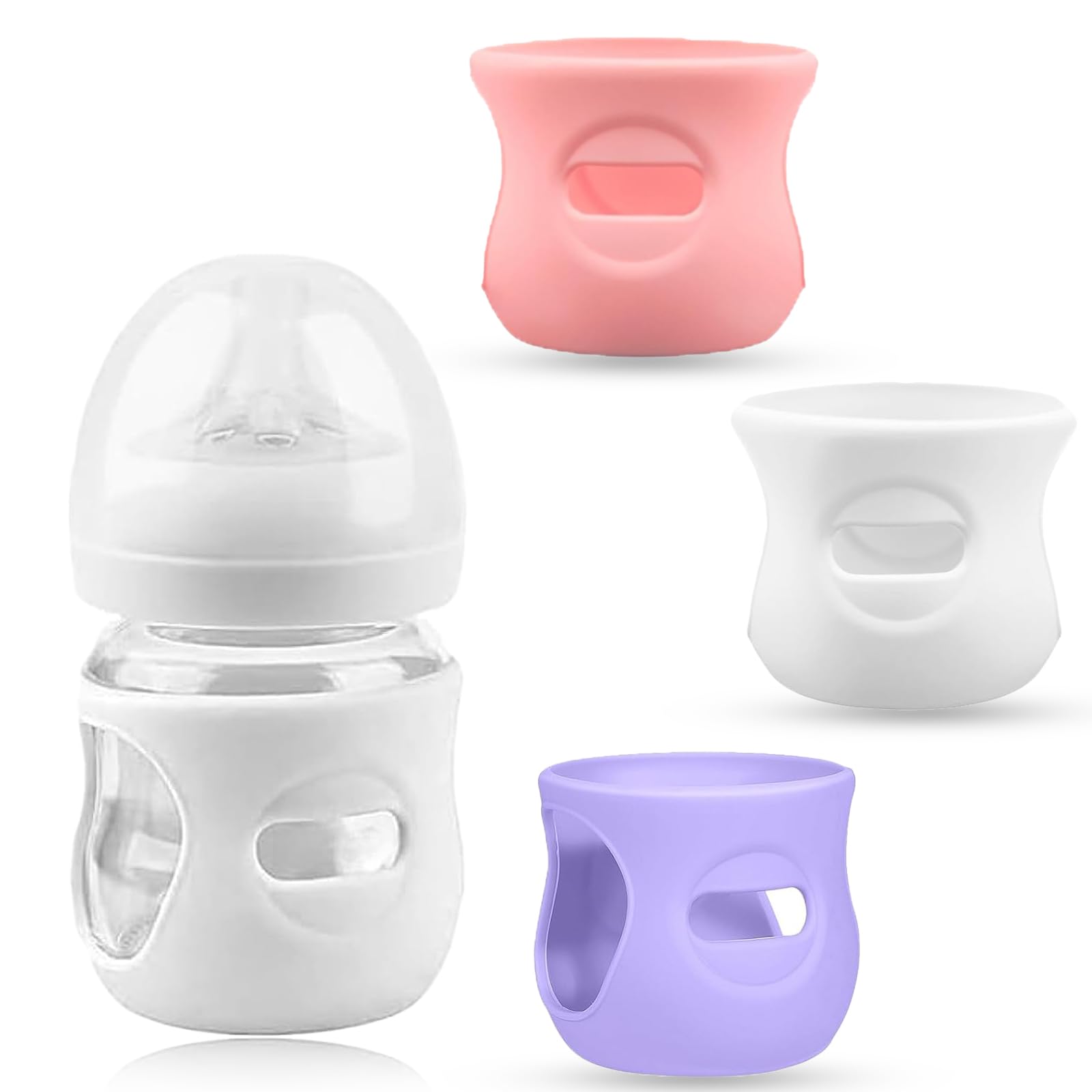 3 Pack Silicone Sleeve for Philips Avent Glass Bottle,Anti Breakage Baby Bottle Holder for Avent Natural Glass Baby Bottles 8 oz & 4 oz(Mix-3pcs/4 Ounce)