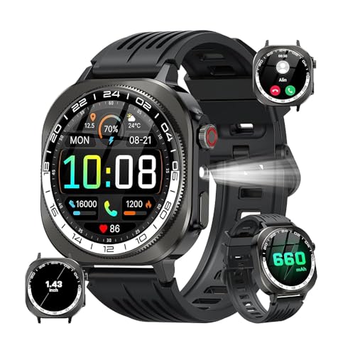 uaue Military Smart Watches for Men(Answer/Make Call), AMOLED 1.43" Smartwatch,