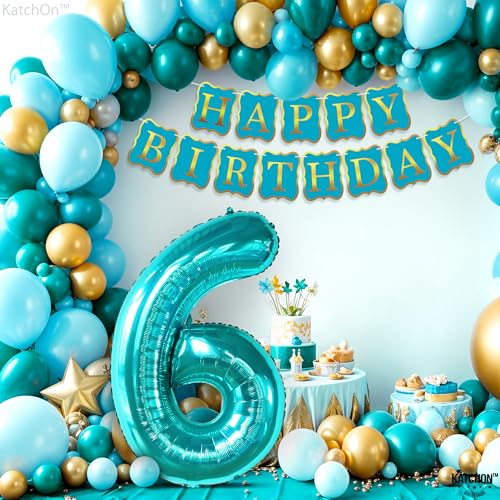Image of KatchOn, Giant Teal Blue Number 6 Balloon - 40 Inch | 6th Birthday Balloon