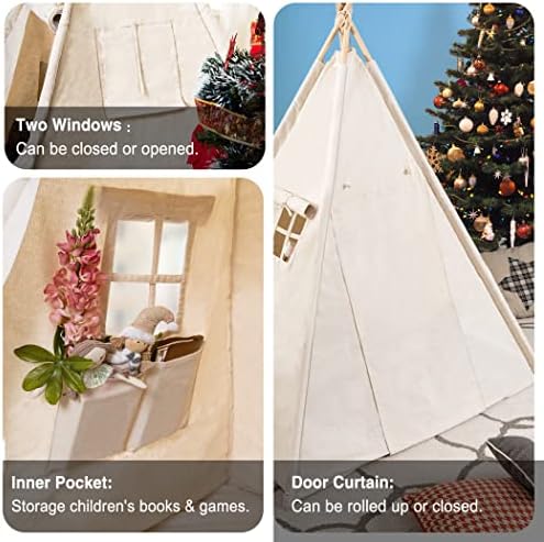 Lavievert Natural Canvas Teepee Tent, Gifts Playhouse for Kids, Foldable Play Tent for Girls/Boys Indoor & Outdoor Playing 2 519FFaQRj2L. AC