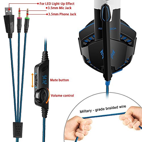 Andoer EACH G2000 Over-ear gaming-hoofdtelefoon, headset, oortelefoon, hoofdband met microfoon, stereo bass, LED-licht voor PC Game - Afbeelding 4