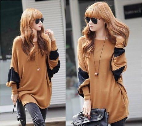 Amazon Co Jp ゆったり可愛いドルマン袖ロングチュニック モカ配色デザイン バイカラー セレブ系 だぼっと感が デザイン袖が素敵なチュニック 海外セレブ風でおしゃれ ブロガー風 大人きちんと可愛い デート 女子会 可愛い コーディネート 着やせ シンプル カジュアル