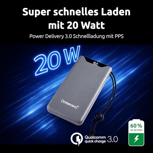 Intenso Powerbank F10000, externer Akku mit PD (20W) & QC (18W), USB-C und USB-A Anschluss, 10000mAh, Grau : Amazon.de: Elektronik & Foto – Ansicht 3