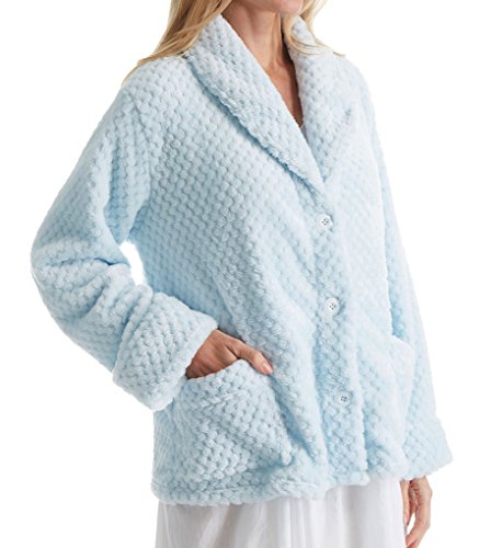 La Cera Women's Fleece Bed Jacket Blue #TOP1