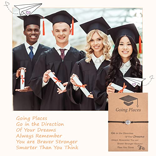 YELUWA 10 Pcs Graduation Gifts for Her/Him, 2025 University Master Doctor High School Graduation Bracelets Adjustable Give You Direction Compass Bracelet for Classmates College Friend Son Daughter4