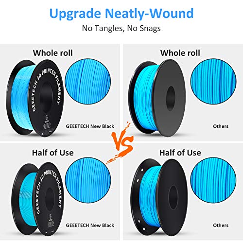 Image of Geeetech 1.75mm PLA 3D Printer Filament, 1kg Spool (2.2lbs), Upgrade Tidy Winding Tangle-Free, Dimensional Accuracy + /- 0.02 mm, Water Blue