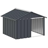 vidaXL Anthracite Dog House | Durable Galvanized Steel Construction | Outdoor Weather Roof | Open Entrance for Easy Access