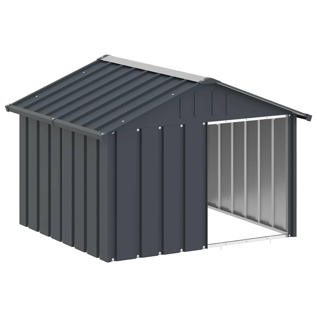 Anthracite Dog House | Durable Galvanized Steel Construction | Outdoor Weather Roof | Open Entrance for Easy Access
