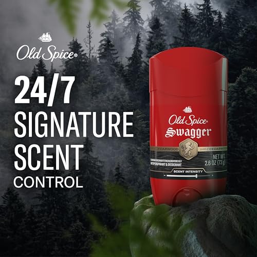 Image of Old Spice Antiperspirant Deodorant for Men, 24 /7 Sweat & Odor Protection, 24 /7 Lasting Freshness, Invisible Solid, Swagger with Cedarwood Scent, 2.6 oz (Pack of 2)