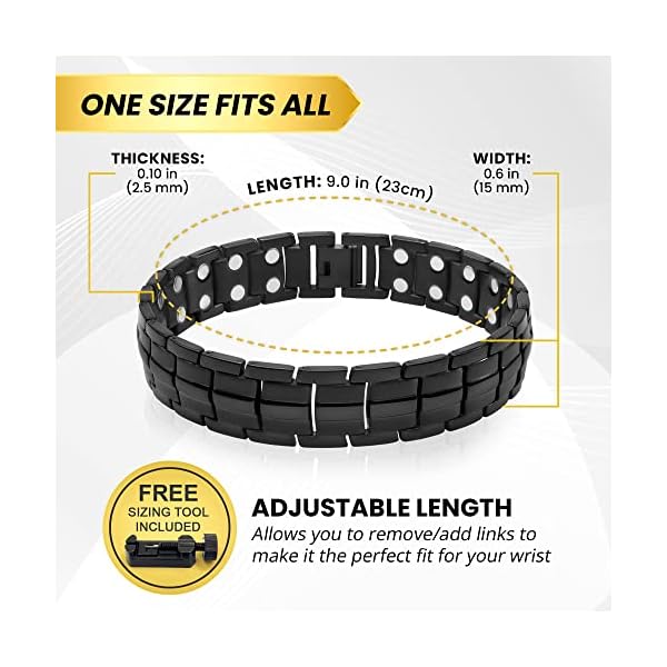 MagnetRX® Ultra Strength Magnetic Bracelet - Effective Stainless Steel Magnetic Bracelets for Men - Adjustable Bracelet Length with Sizing Tool for Perfect Fit (Black) - Image 6