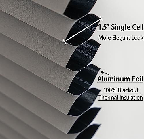 Shecute Blackout Shades, Cordless Cellular Window Shades For Home, Honeycomb Window Blinds, Black Out Blinds For Window, Kitchen, Bedroom, French Doors(24”W X 72”L, Greyish White) #TOP4
