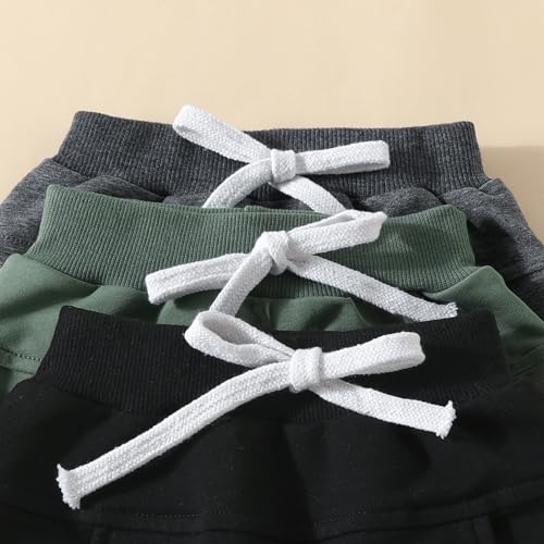 Toddler Baby Boys Girls Sweatpants 3 Pack Solid Color Elastic Waist Trousers Bottoms Casual Pants Multipacks Long Pants4