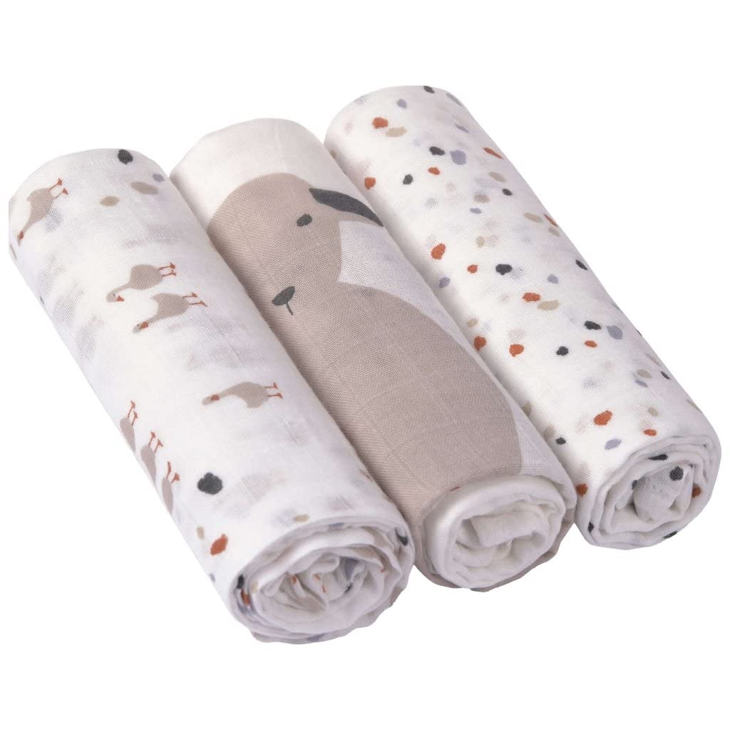 LÄSSIG 1312001841 Baby Swaddling Cloth Muslin Muslin Cloth Bamboo Fibre and Cotton Eggshell Colour 360 g