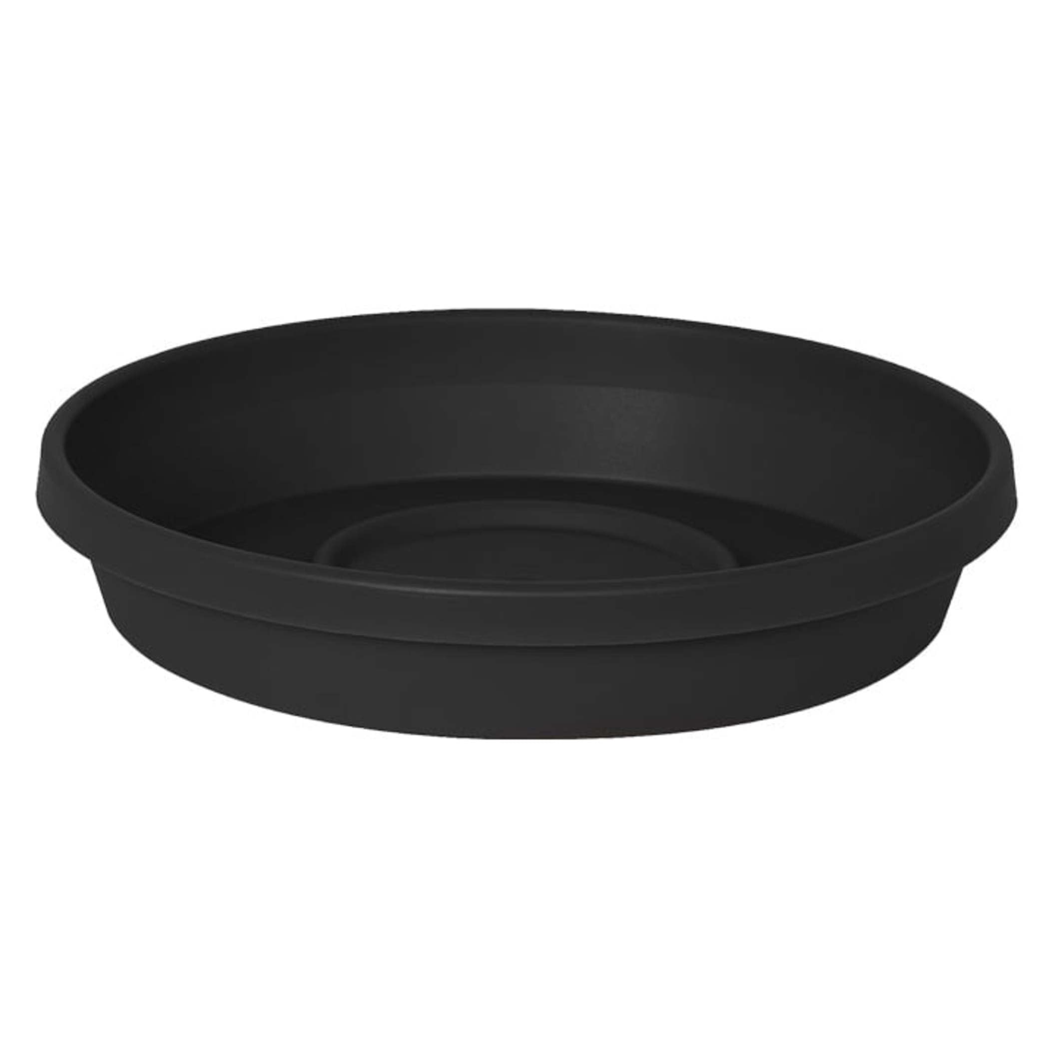 Bloem Terra Resin Saucer Tray: 17.5" Bottom Width - Black - Matte, Durable, Ribbed Bottom, Indoor and Outdoor, Fits 24" Terra Pots