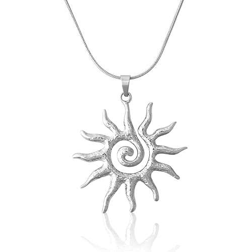 Mikovivi Magical Sun Pendant Necklace for Women, Dainty Sunburst Sunflower Charm Solar Pendant Necklace Elegant Statement Jewelry Gifts