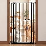 Aeroflexa Extra Tall Cat Gate, 150cm Metal Cat Gate, 75-85cm Wide Dog Safety Gate, Double Acting Door, Auto Close, No Drilling, Dog Gate Pet Gate for Doorways (Black)