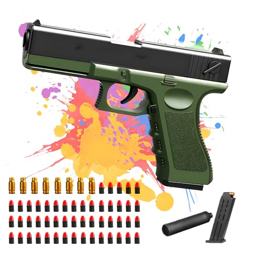 Toy Guns for Boys, Green Plastic Pretend Toy Pistol for Kids with Soft Foam Set, Education Foam Blaster for 14+ Year Olds, Outdoor Games