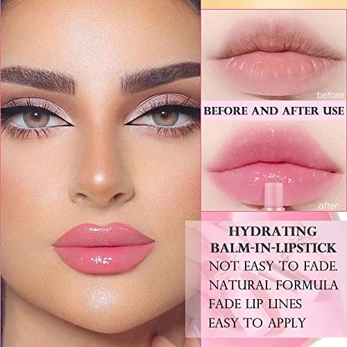 Bingbrush 2 Pcs Peaches Color Changing Lipstick &Lip Balm, Long Lasting Labiales Lip Gloss Tinted Magic Lip Stain Makeup Moisturize Lipstick Set For Women #TOP4