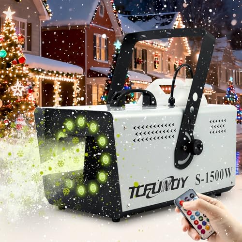 TCFUNDY Snow Machine with 12 LED Lights, 1500W Snow Snowflake Making Machine with 9 Color Lights...
