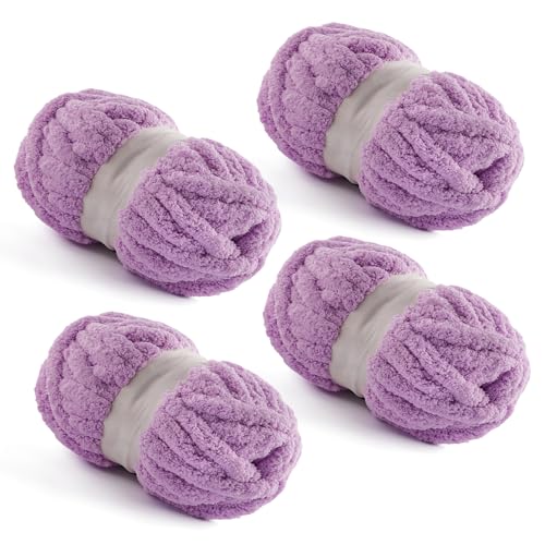 4 Pack Chunky Yarn for Hand Knitting - Chunky Chenille