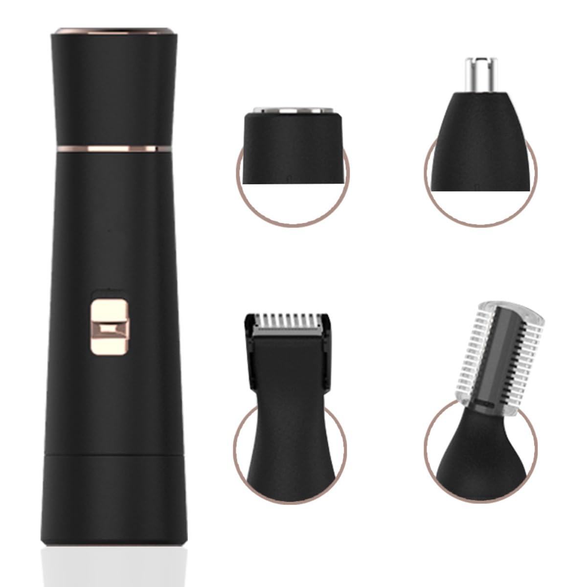 4-in-1 Bikini Trimmer for Women, Electric Razor Shaver for Face, Body, Wet & Dry Use, Hair Removal, USB Rechargeable (Black)