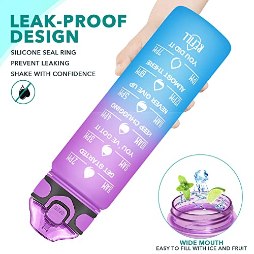 Image of Enerbone 32 oz Water Bottle with Times to Drink and Straw, Motivational Drinking Water Bottles with Carrying Strap, Leakproof BPA & Toxic Free, Ensure You Drink Enough Water for Fitness Gym Outdoor