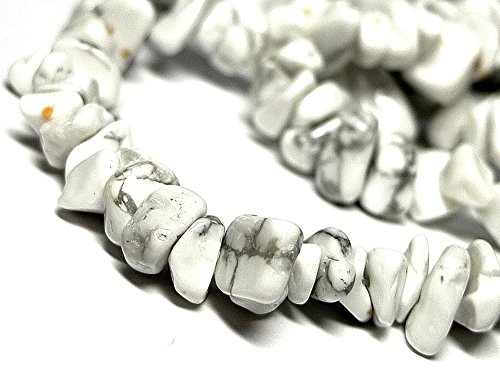 (SAJ)ハウライト(マグネサイト) さざれ石 穴あり 1連 80cm パワーストーン バラ売り 天然石 パワーストーン 連売り ビーズ 穴あき