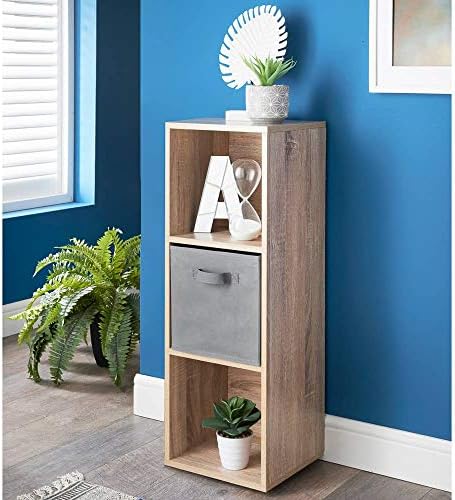 spot on dealz® 6 Cubes Wooden Oak small cube Storage unit wooden bookcase free standing shelf grey Living Room, Home, Office Use Furniture to shelve dvd, books, magazines etc