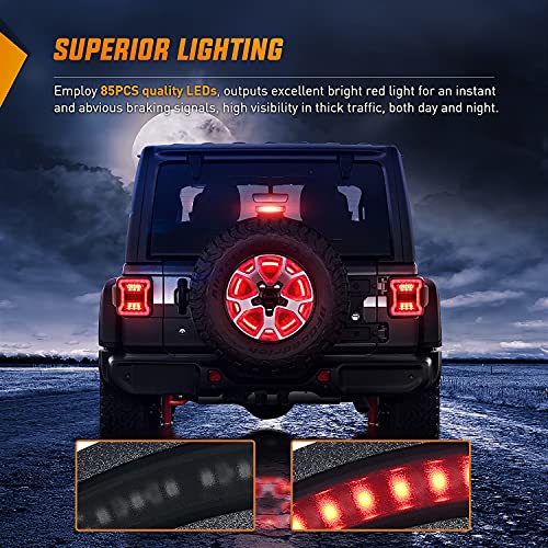 Image of Nilight Spare Tire Brake Light Wheel Light 3rd Third Brake Light for 2018 2019 2020 2021 2022 2023 2024 2025 Jeep Wrangler JK JKU JL JLU