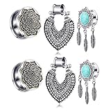TIANCIFBYJS 3 Pair 00g Earring Gauges Tunnels Dangle Ear Plugs Stretching Kit Piercing Plugs 2G-0G Eyelet (6MM=2g)