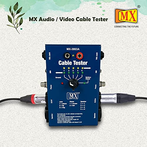 Image of MX Multi-Purpose Cable Tester | Portable Wire Checker for XLR, TRS, RCA, RJ45, USB Cables | LED Indicator Cable Analyzer for Studio & Field Use