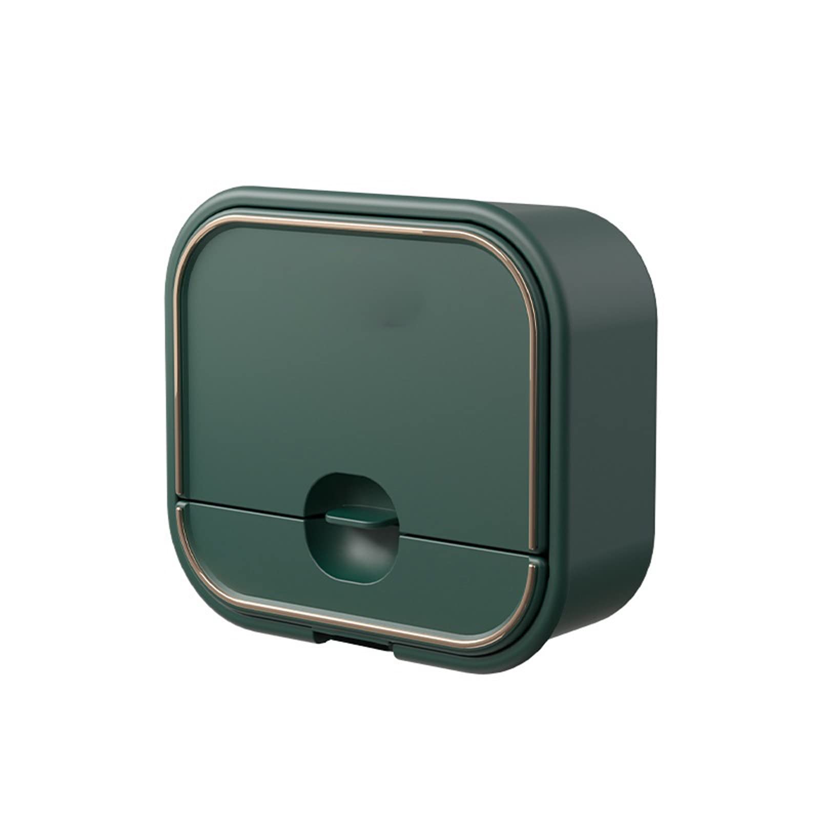 JINGYAN Soap Dishes The Clamshell Soap Box Sticking Free Punching And Draining Household Toilet Storage Wall-mounted Laundry Dish(Green)