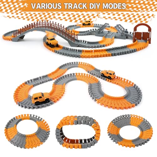 Image of 100 Pcs Construction Flexible Track Expansion Kit for Kids - Birthday Gift for Boys Ages 3, 4, 5, 6, 7,Compatible with Most Engineering Track Sets, Add-On Accessory Toy for Building Raceway