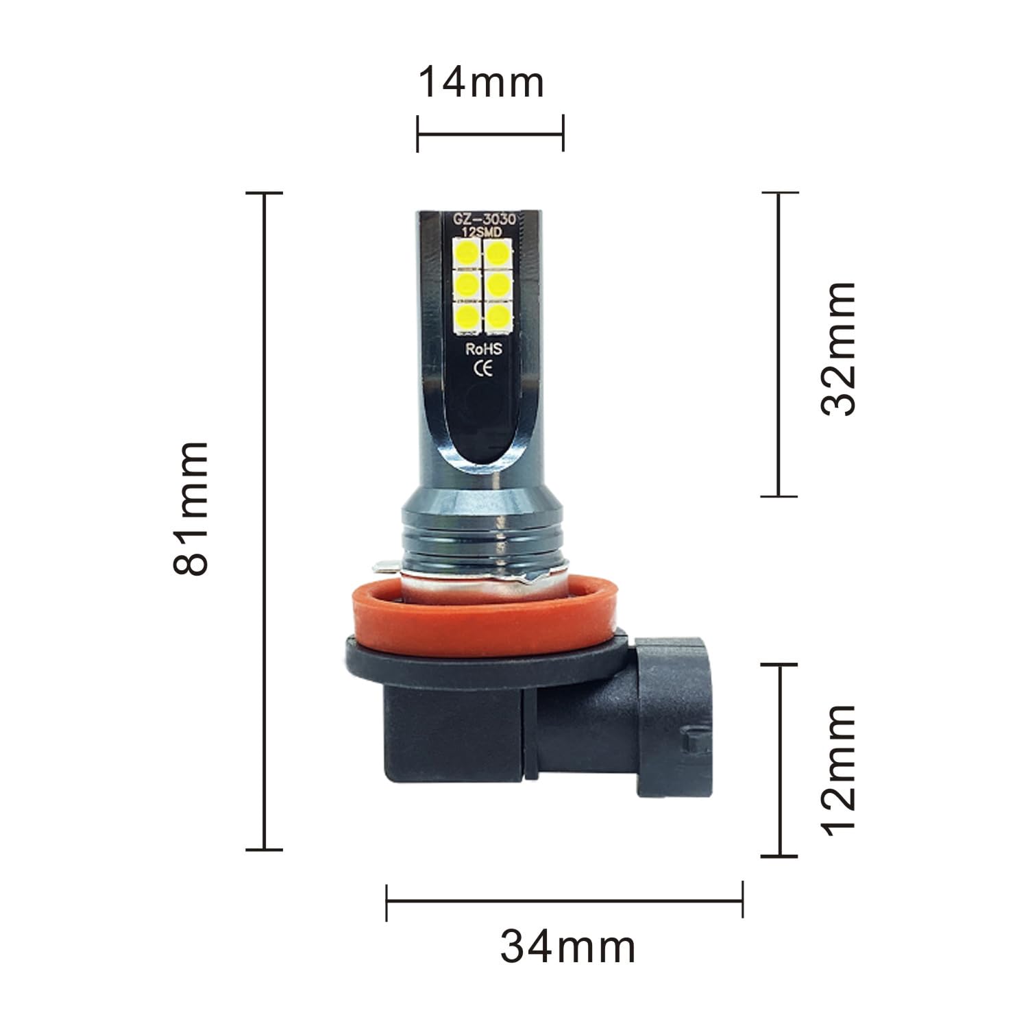 Genérico Luz trasera 2 uds H11 H8 H4 H7 H1 H16 H3 H10 9005 HB3 9006 HB4 luces antiniebla LED para coche 6000K bombillas de faros 3000K 12000K 4300K ​​lámpara para(8000K,H8)