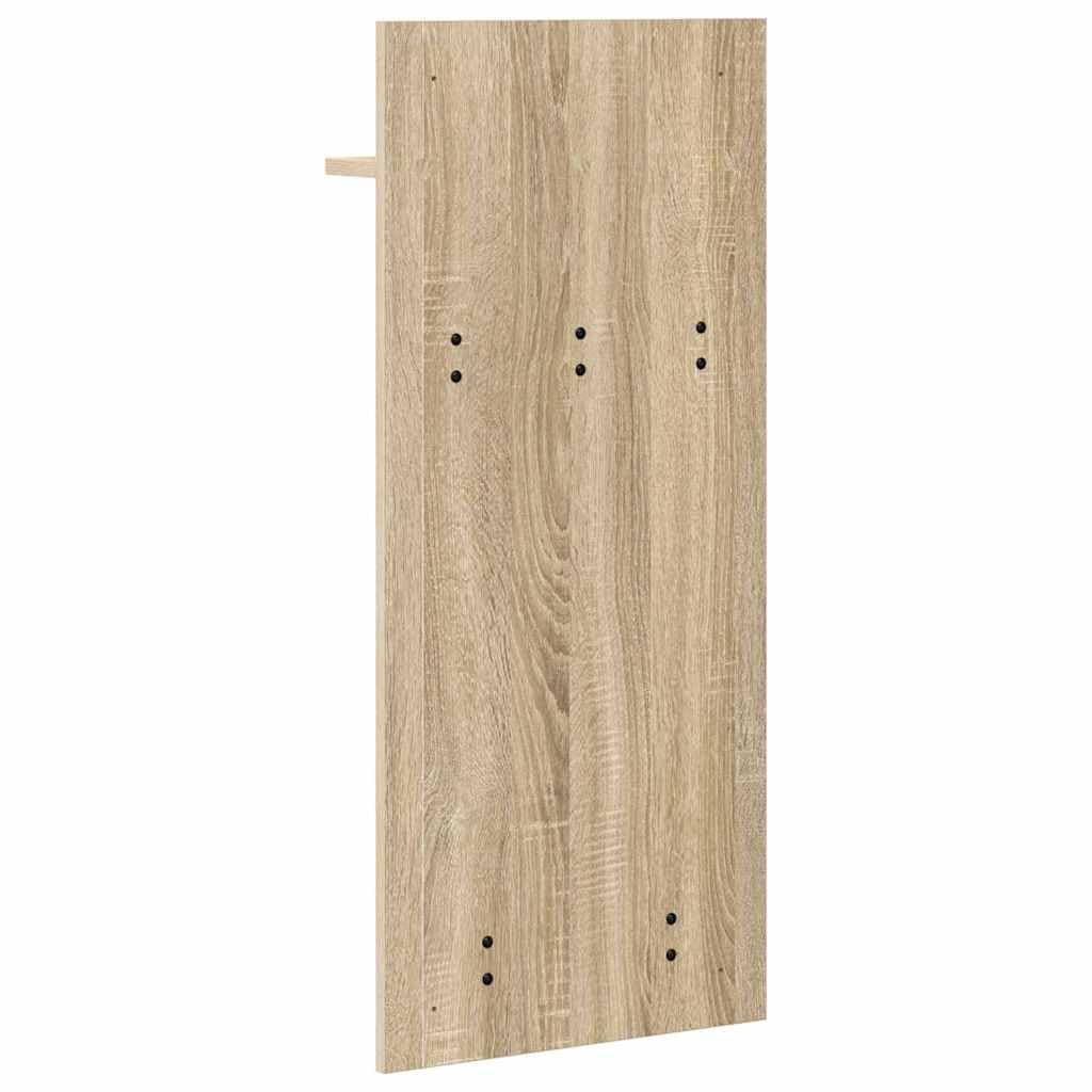 Perchero de pared de roble Sonoma 90 x 40 x 10 cm diseño moderno con 3 estantes y ganchos robustos para pasillo, salón y baño