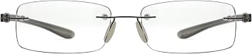 Rimless Lightweight Reading Glasses for Women and Men,Frameless Rectangle Readers with Silver Arm +1.75