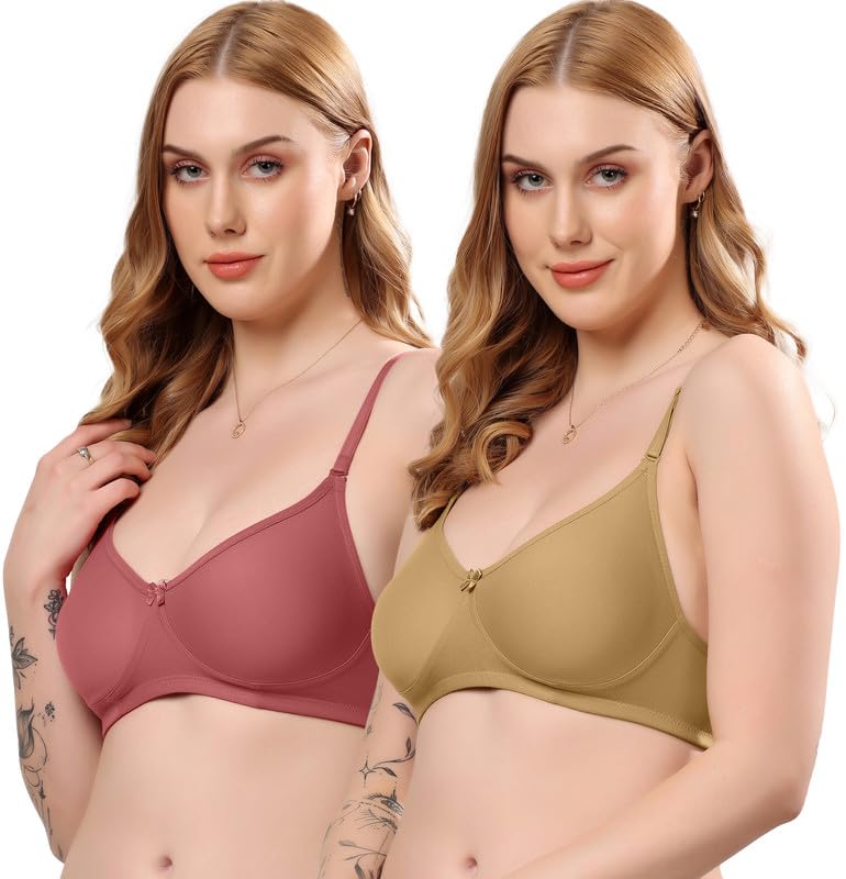 Image of London Hills Regular Bra for Women Everyday Non Padded Wire Free Mid Coverage Cotton Blend