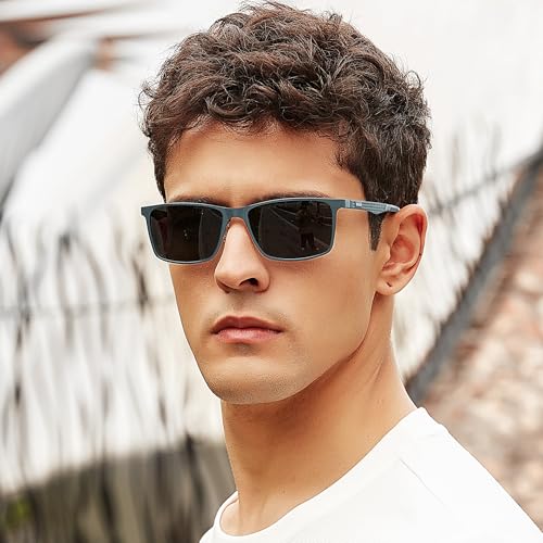 Image of Bircen Mens Sunglasses Polarized UV Protection: Classic Shades for Men Driving Fishing with Al-Mg Metal Frame