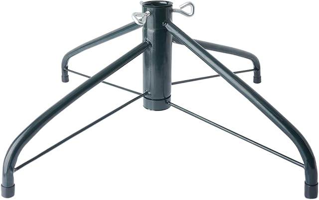 AddGrace Folding Christmas Tree Stand Metal Tree Stand Fits 1.25 Inch Pole for Home Decoration (19.6") Green