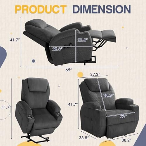 image for Furmax Electric Power Lift Recliner Chair with Massage for Elderly Cor