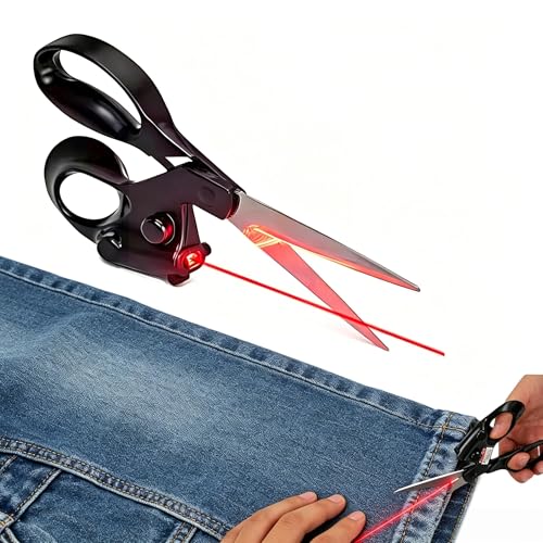 LetCart Ciseaux de couture guidés au laser, coupe droite professionnelle rapide tissu papier artisanat ciseaux, couture guidée laser