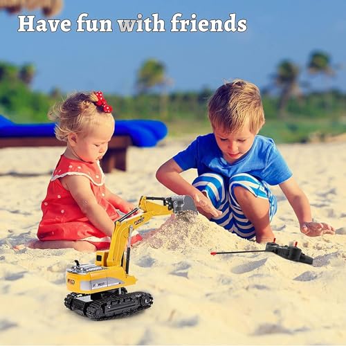 Ruutcasy Ferngesteuerter Bagger, Spielzeug, Ingenieur-Sandbagger, Baufahrzeug, ferngesteuertes Spielzeugauto für Kinder