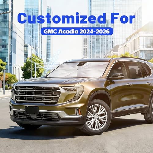 Image of Car Windshield Sun Shade for GMC Acadia 2024-2026 -[Reflective Coated Fabric] Sunshade Umbrella for Front Window, Car Shades Sun Visor Keep Car Cool and Protects Interior, 1:1 Exact Fit