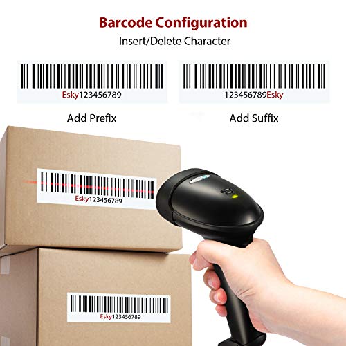 Barcode Scanner, Wired Handheld Bar Code Scanner With Adjustable Stand, Esky Automatic 1D Usb Laser Scanner Support Windows/Mac/Linux For Pos System Sensing, Store, Supermarket, Warehouse #TOP2