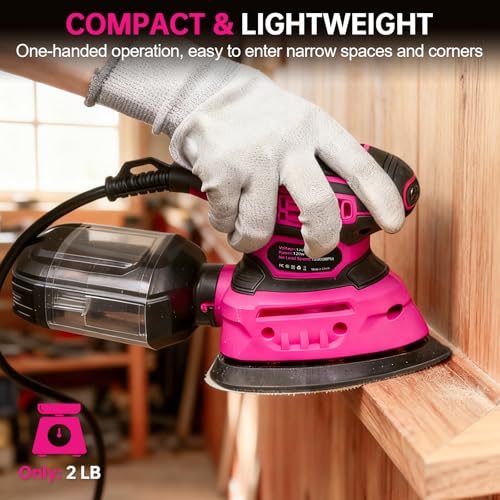 THINKLEARN Detail Sander - 13000 OPM Compact Electric Sander Tool, 1.2A Mouse Sanders with 15Pcs Sandpapers and Dust Box, Handheld Sanding Machine for Woodworking, Furniture and Small Projects by ThinkLearn - Image 6
