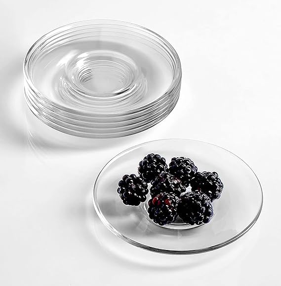 Image of Premium Classic Clear Glass Saucer Set of 6 Only Saucers Without Cup for Serving Tea Coffee Snacks, 120 ml