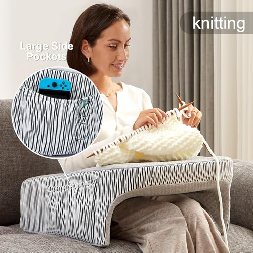 Image of cooloo8 Reading Pillow for Bed, Petite Adults, Teens Arm Rest Pillow, Reading Lap Pillow, Memory Foam Lap Desk Pillow for Reading, Working, Playing, Crocheting in Bed Couch(Ash Grey)