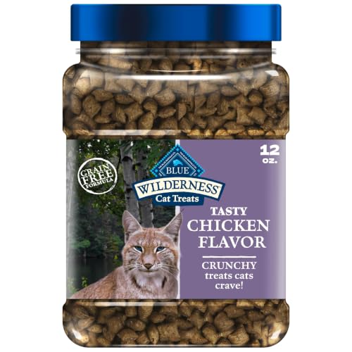 Blue Buffalo Wilderness Tasty Chicken Crunchy Cat Treats, Grain-Free Cat Treats, Real Chicken, Natural Ingredients, Enhanced with Vitamins, Minerals & Other Nutrients, Great for Training, Tub 12 oz.
