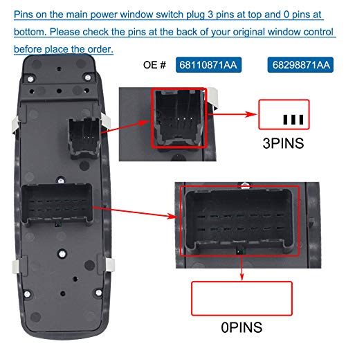 Mocw 68110871Aa Left Driver Side Power Master Window Switch Fit For 2012-2017 Dodge Grand Caravan; For 2012-2016 Chrysler Town & Country #TOP1